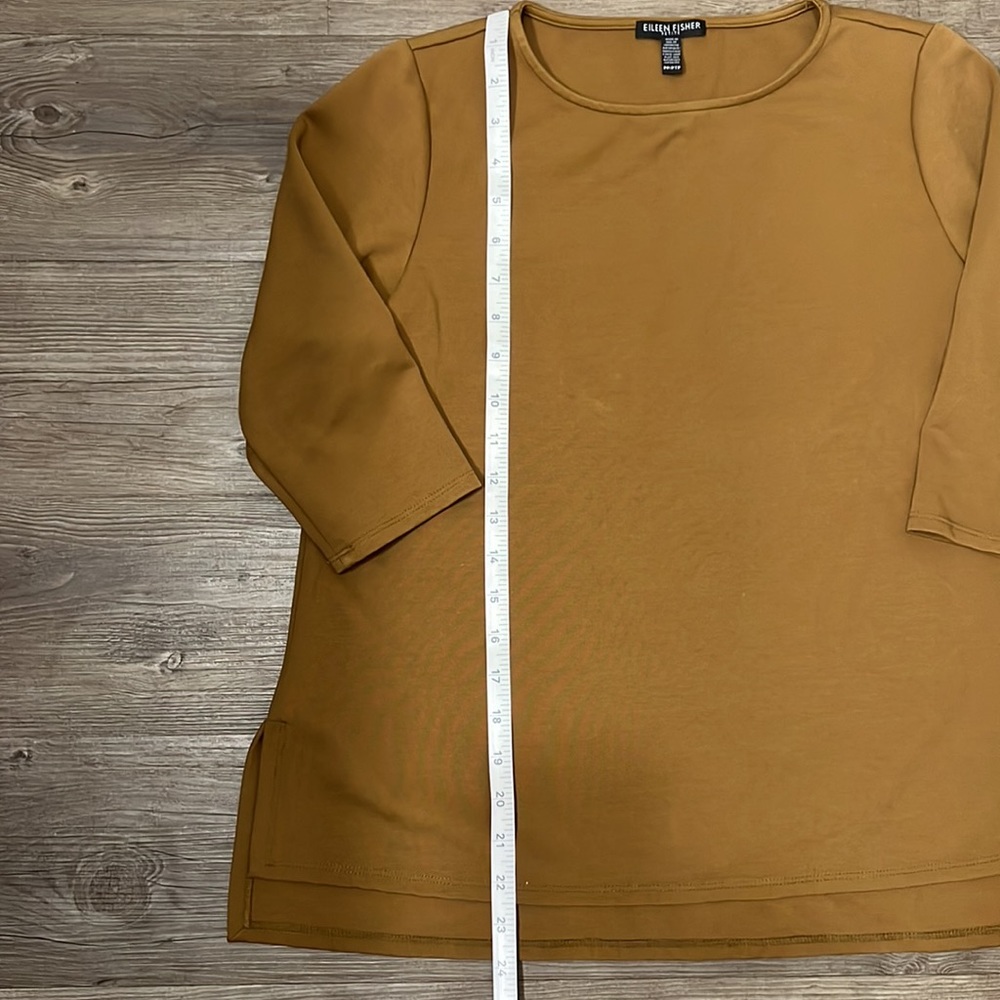 Eileen Fisher Petite Size PP Split Hem 3/4 Sleeve Top - Picture 5 of 8